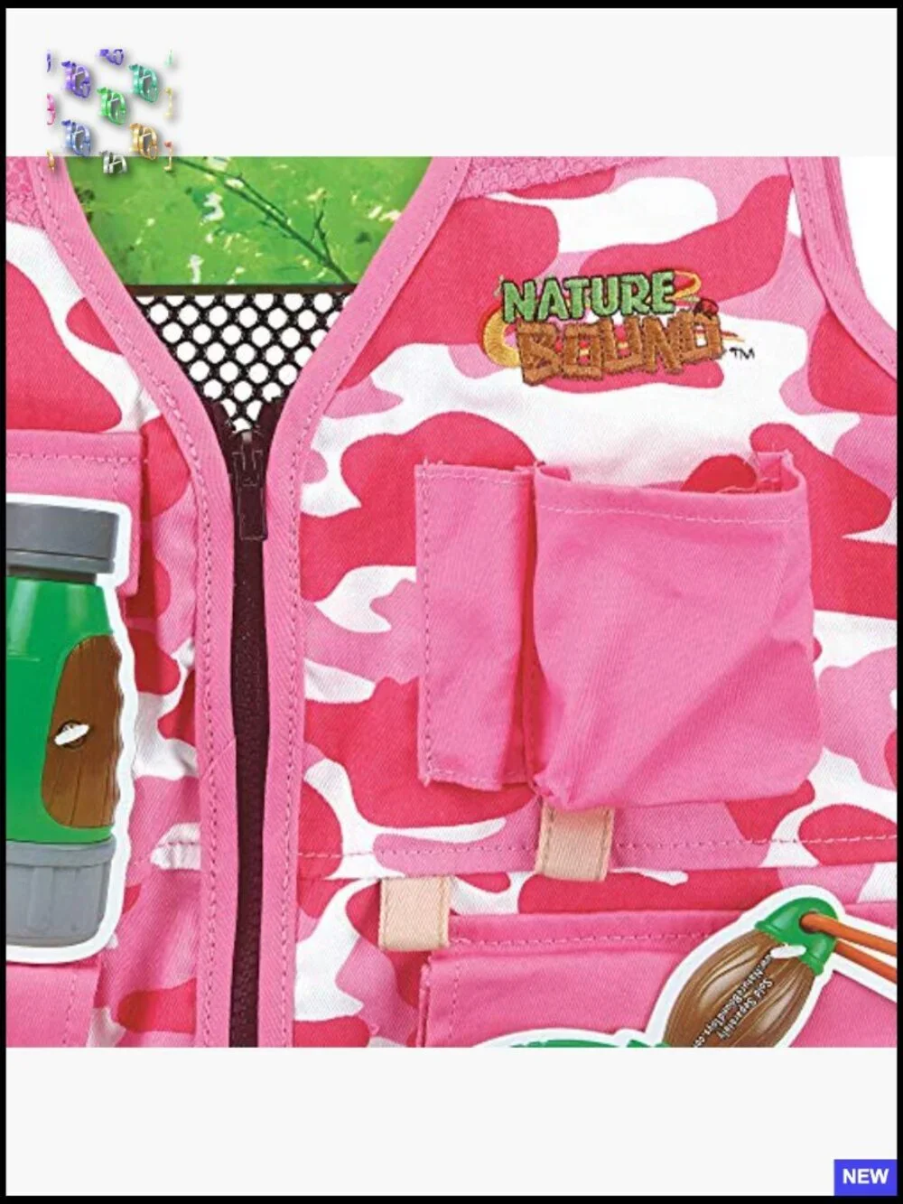 Kids Cargo Vest Pink Camo Outdoor Adventure Play Costume Lightweight Breathable